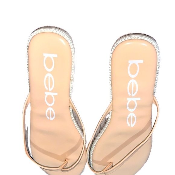 BEBE Ileana Studded Flip Flops, Size 8, Beige - Picture 4 of 6
